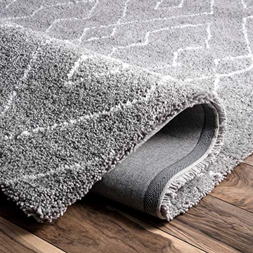 nuLOOM Lauren Lattice Shag Rug, 6' x 9', Grey