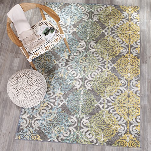 Safavieh Evoke Collection EVK230D Vintage Medallion Damask Grey and Ivory Area Rug (12' x 18')