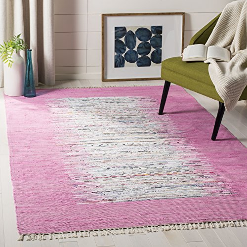 Safavieh Montauk Collection MTK711A Handmade Flatweave Ivory and Pink Cotton Area Rug (8' x 10')