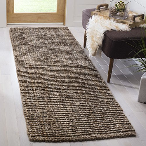 Safavieh Natural Fiber Collection NF447M Handmade Chunky Textured Premium Jute 0.75-inch Thick Runner, 2'6" x 14' , Grey