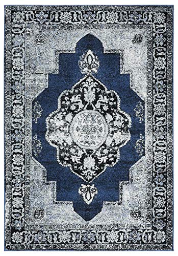 SAFAVIEH Vintage Hamadan Collection VTH219M Oriental Traditional Persian Non-Shedding Living Room Bedroom Dining Home Office Area Rug, 9' x 12', Blue / Grey