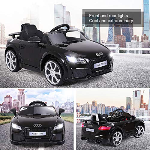 Costzon Kids Ride On Car, 12V Licensed Audi TT RS, Remote Control Manual Two Modes Operation, MP3 Lights (Deluxe Black)