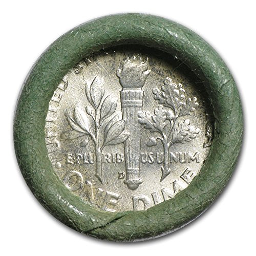 1946-1964 90% Silver Roosevelt Dimes 50-Coin Roll (Bank Wrapped) Dime Very Good