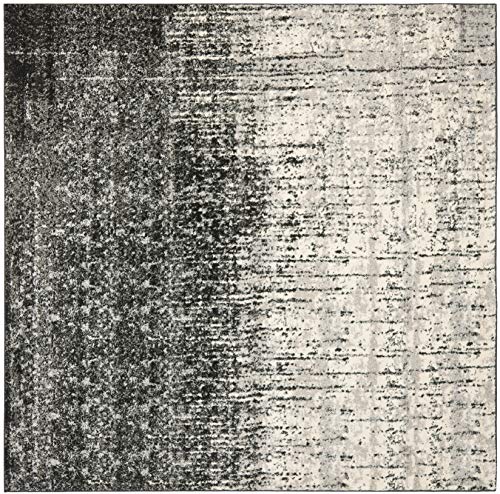 Safavieh Retro Collection RET2770-9079 Modern Abstract Black and Light Grey Square Area Rug (8' Square)