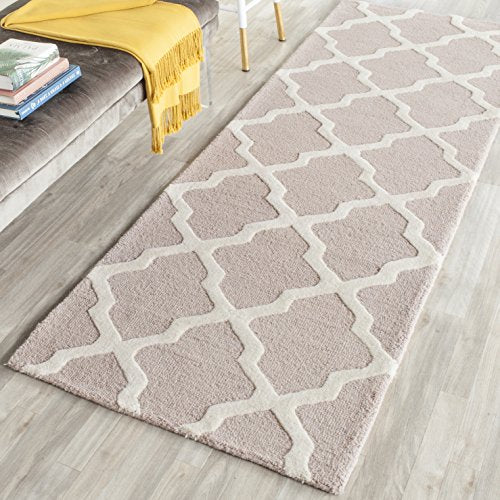 Safavieh Cambridge Collection CAM121J Handmade Trellis Premium Wool Runner, 2'6" x 12' , Beige / Ivory