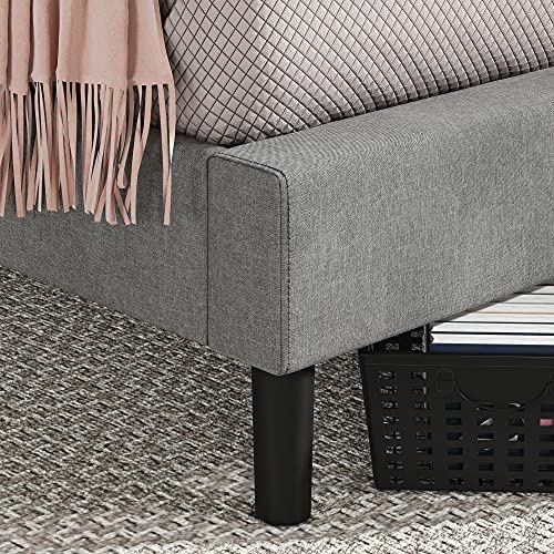 ZINUS Kellen Upholstered Scalloped Platform Bed Frame / Mattress Foundation / Wood Slat Support / No Box Spring Needed / Easy Assembly, King