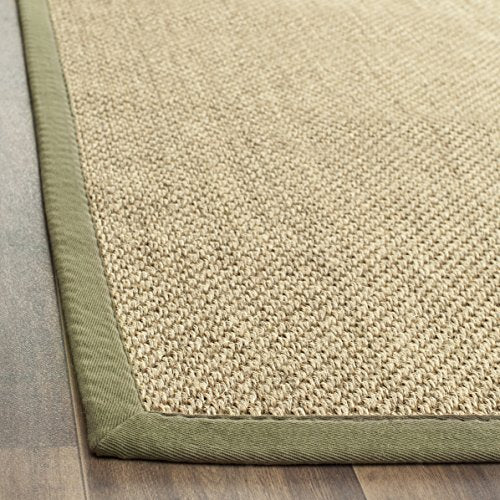 Safavieh Natural Fiber Collection NF443C Tiger Eye Natural and Green Sisal Area Rug (9' x 12')