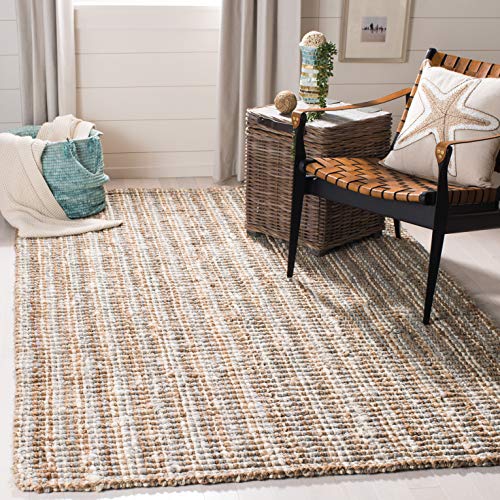 Safavieh Natural Fiber Collection NF447K Handmade Chunky Textured Premium Jute 0.75-inch Thick Area Rug, 5' x 8', Grey