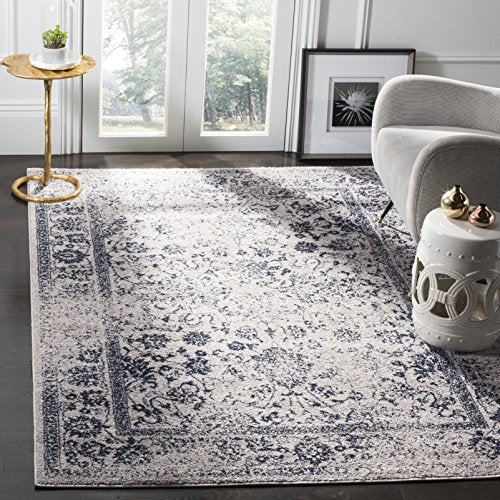 SAFAVIEH Adirondack Collection ADR109P Oriental Distressed Non-Shedding Living Room Bedroom Dining Home Office Area Rug, 6' x 9', Grey / Navy