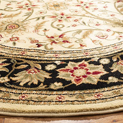 SAFAVIEH Lyndhurst Collection LNH212B Traditional Oriental Non-Shedding Dining Room Entryway Foyer Living Room Bedroom Area Rug, 8' x 8' Round, Ivory / Black