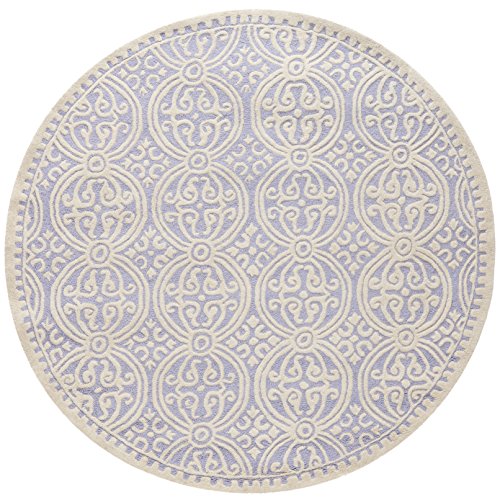 Safavieh Cambridge Collection CAM123C Handmade Moroccan Wool Area Rug, 6' x 6' Round, Lavender/Ivory