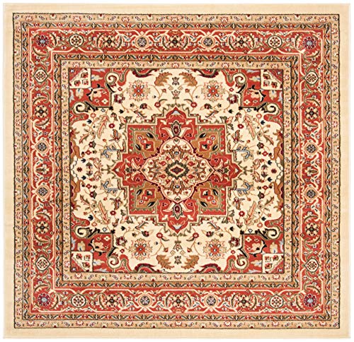 Safavieh Lyndhurst Collection LNH330R Traditional Oriental Medallion Ivory and Rust Square Area Rug (10' Square)