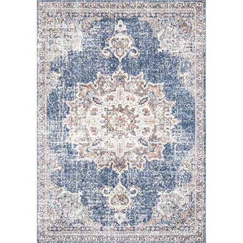 nuLOOM Leola Tabitha Medallion Vintage Area Rug, 8' x 10', Blue