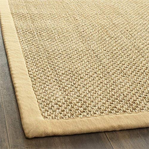 Safavieh Natural Fiber Collection NF443A Border Sisal Area Rug, 9' x 9' Square, Maize / Wheat