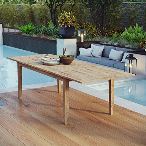 Modway EEI-2714-NAT Marina Premium Grade A Teak Wood Outdoor Patio Extendable, Dining Table, Natural