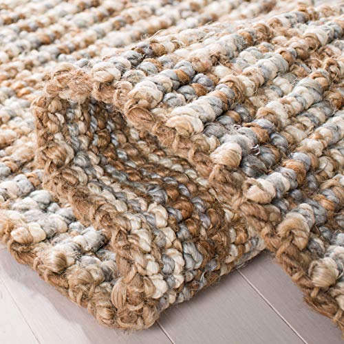 Safavieh Natural Fiber Collection NF447K Handmade Chunky Textured Premium Jute 0.75-inch Thick Area Rug, 5' x 8', Grey