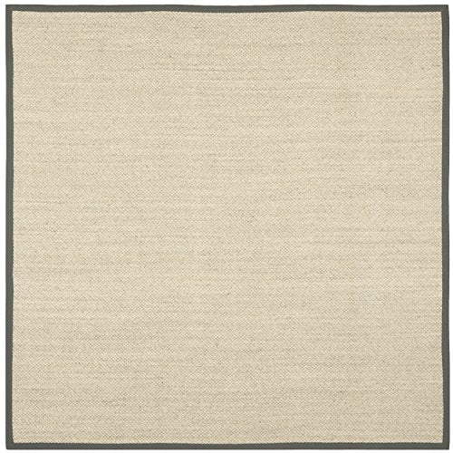 Safavieh Natural Fiber Collection NF443B Tiger Eye Marble and Grey Sisal Square Area Rug (8' Square)