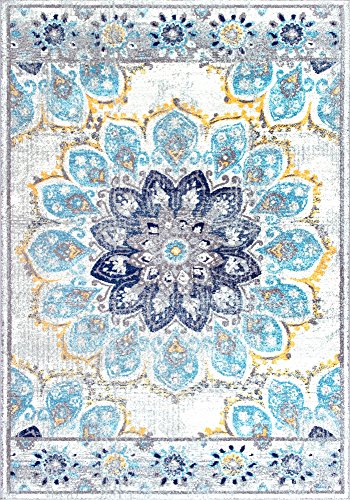 nuLOOM Kiyoko Vintage Floral Area Rug, 6' 7" x 9', Blue