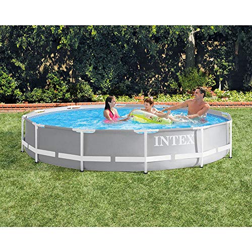 Intex 26710EH Prism 12ft x 30in Prism Frame Outdoor Above Ground Round Swimming Pool with Easy Set-Up & Fits up to 6 People (Filter Pump Not Included)