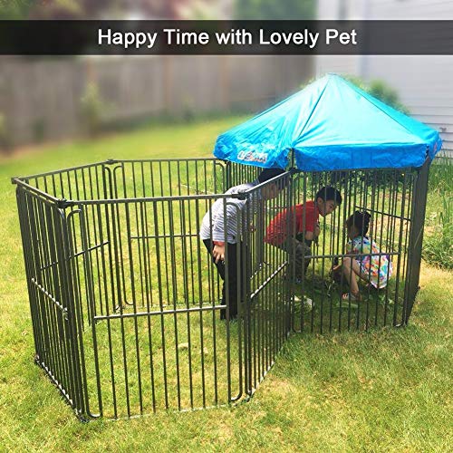 LEMKA Heavy Duty Dog Playpen Dog Kennel Pet Dog Exercise Playpen Foldable Dog Steel Crate Wire Metal Cage 6 Panels - 60 inches