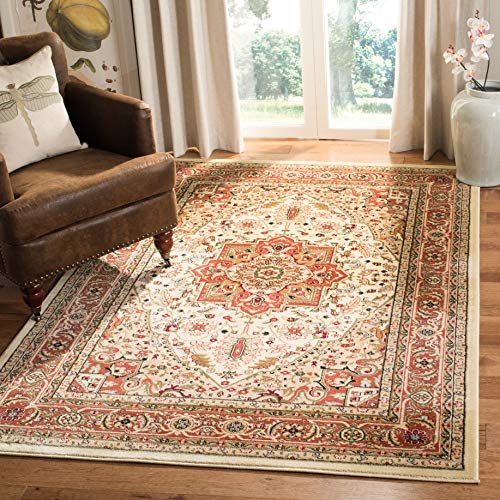 Safavieh Lyndhurst Collection LNH330R Traditional Oriental Medallion Ivory and Rust Square Area Rug (10' Square)