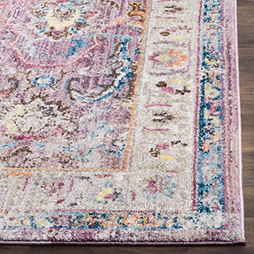 Safavieh Bristol Collection BTL357P Boho Chic Oriental Distressed Area Rug, 9' x 12', Lavender / Light Grey