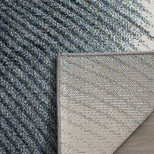 SAFAVIEH Hollywood Collection HLW715D Mid-Century Modern Non-Shedding Living Room Bedroom Runner, 2'3" x 18' , Grey / Teal