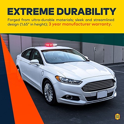 LAMPHUS NanoFlare NFMB56 17" 56W White LED Strobe Mini Light Bar [SAE Class 1] [63 Flash Modes] [12ft Cord] [Magnet or Permanent] Clear Flashing Emergency Warning Light Bar for Truck Vehicles