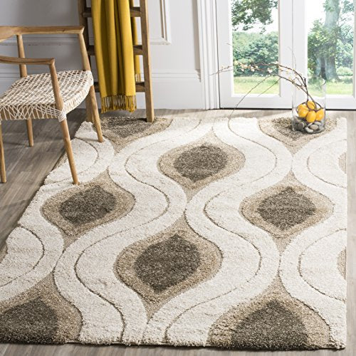 Safavieh Florida Shag Collection SG461-1179 Cream and Smoke Area Rug (8'6" x 12')