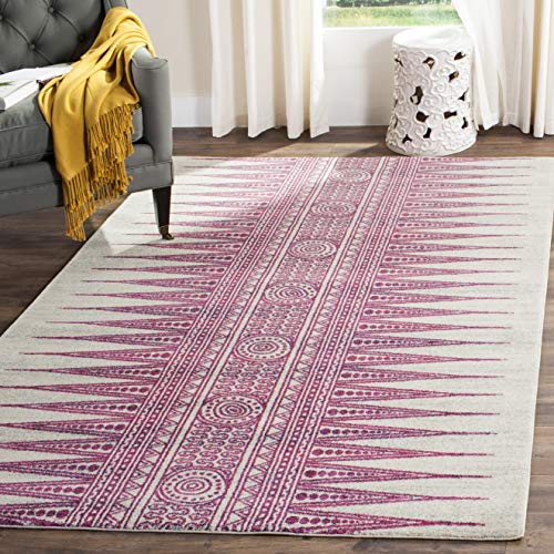 Safavieh Evoke Collection EVK226F Modern Bohemian Area Rug, 8' x 10', Ivory/Fuchsia