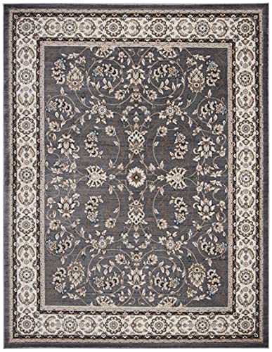 SAFAVIEH Lyndhurst Collection LNH340G Traditional Oriental Non-Shedding Living Room Bedroom Dining Home Office Area Rug, 9' x 12', Grey / Cream