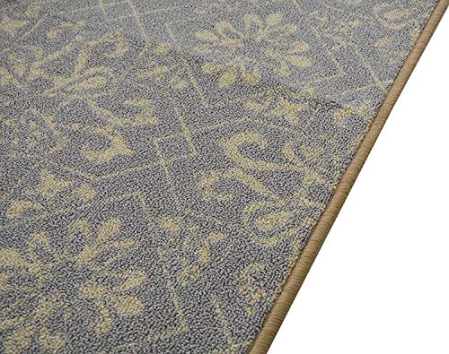 RugStylesOnline Custom Size Runner Trellis Floral Abstract Design Roll Runner 26 Inch Wide x Your Length Size Choice Slip Skid Resistant Rubber Back (Grey Cream, 30 ft x 26 in)