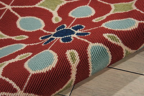 Nourison CRB05 Caribbean Indoor Outdoor Area Rug, 7'10" x 10'6", Rust Red