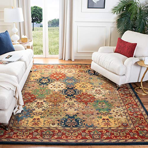 Safavieh Heritage Collection HG911A Handcrafted Traditional Oriental Multi and Burgundy Wool Area Rug (9'6" x 13'6")