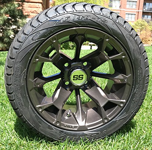 12" BLACKJACK Metallic Bronze Aluminum Wheels and 215/40-12 Low Profile DOT Tires Combo - Set of 4