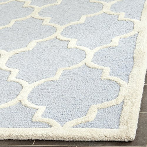 Safavieh Cambridge Collection CAM134A Handmade Moroccan Wool Area Rug, 8' x 10', Light Blue/Ivory