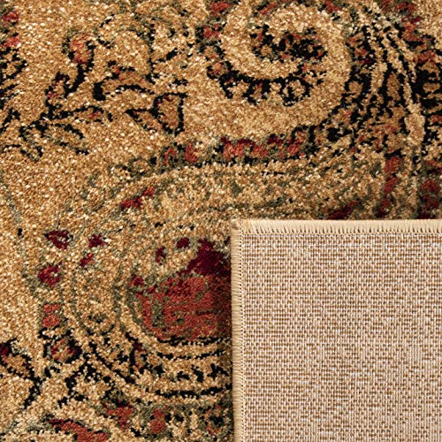 SAFAVIEH Lyndhurst Collection LNH224A Traditional Paisley Non-Shedding Living Room Bedroom Dining Home Office Area Rug, 7' x 7' Square, Beige / Multi