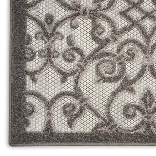 Nourison Aloha Beach Contemporary Grey/Charcoal Area Rug (8' x 11'), 7'10"X10'6",