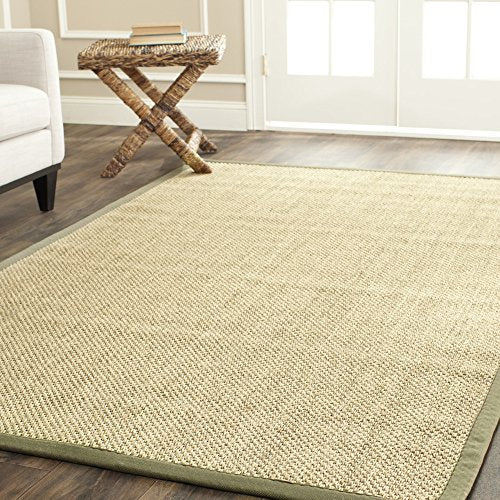 Safavieh Natural Fiber Collection NF443C Tiger Eye Natural and Green Sisal Square Area Rug (8' Square)