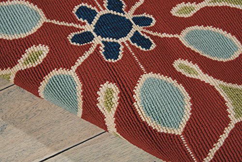 Nourison CRB05 Caribbean Indoor Outdoor Area Rug, 7'10" x 10'6", Rust Red