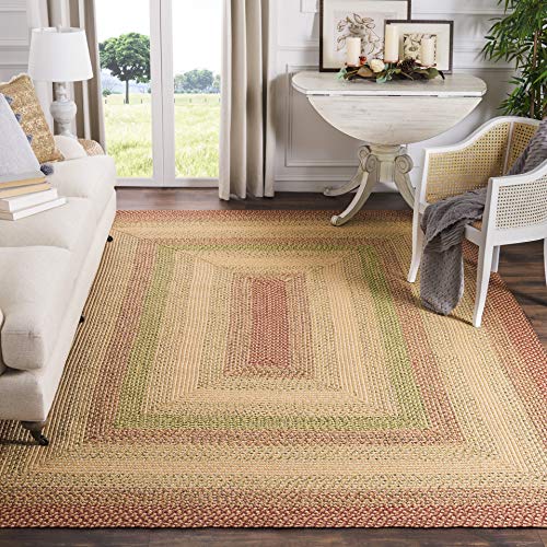 Safavieh Braided Collection BRD303A Handmade Country Cottage Reversible Area Rug, 8' x 10', Rust / Multi