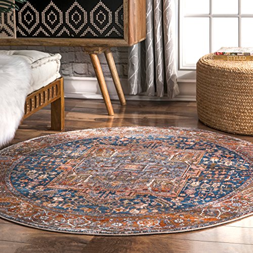 nuLOOM Ethel Medallion Fringe Area Rug, 7' 10" Round, Rust