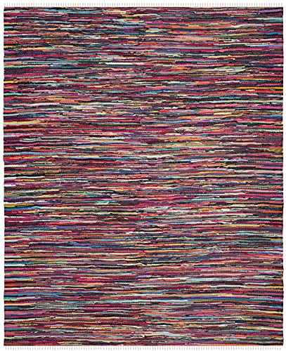 Safavieh Rag Rug Collection RAR128G Handmade Boho Stripe Cotton Area Rug, 8' x 10', Multi