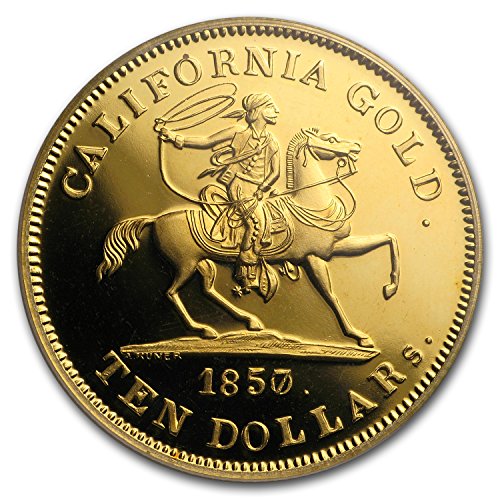 1857 CA / 0 $10 49er Horseman .887 Fine Cal Gold PCGS Gold Mint State PCGS