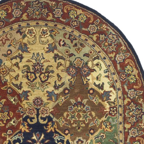 Safavieh Heritage Collection HG911A Handmade Traditional Oriental Multi and Burgundy Wool Oval Area Rug (7'6" x 9'6" Oval)