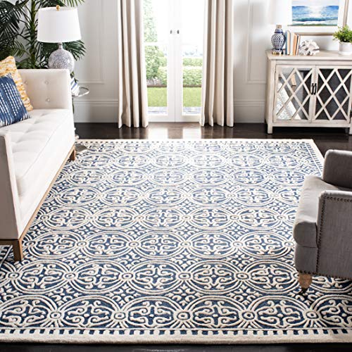 Safavieh Cambridge Collection CAM123G Handmade Moroccan Wool Area Rug, 11'6" x 16', Navy Blue/Ivory