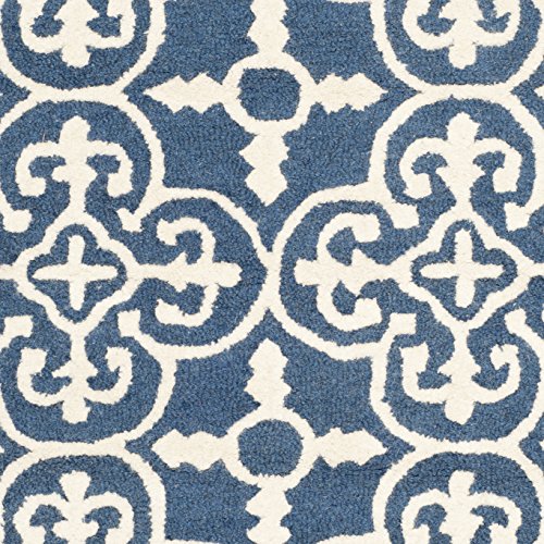 Safavieh Cambridge Collection CAM133G Handmade Moroccan Wool Area Rug, 6' x 9', Navy/Ivory