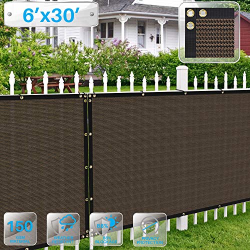 Patio Paradise 6' x 92' Brown Fence Privacy Screen, Commercial Outdoor Backyard Shade Windscreen Mesh Fabric with Brass Gromment 90% Blockage- 3 Years Warranty (Customized