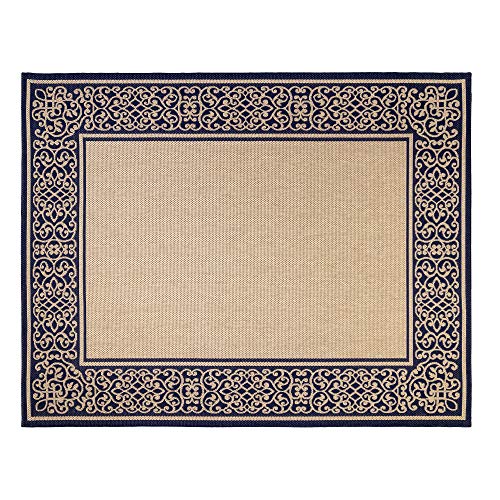 Gertmenian 21600 Furman Outdoor Rug Patio Area Carpet, 9' x 13' X Large, Abstract Border Navy