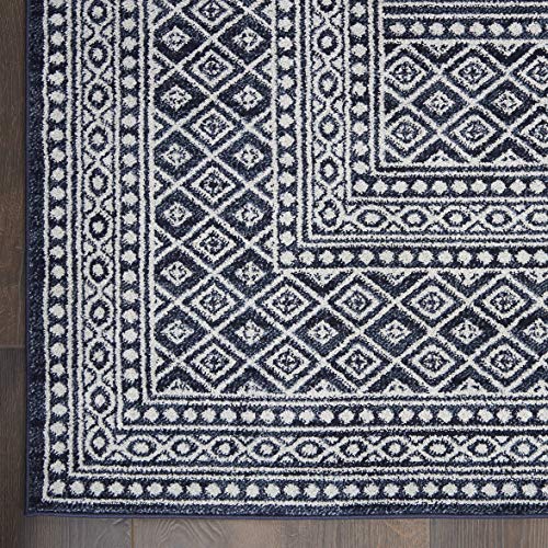 Nourison Royal Moroccan Distressed Bohemian Navy/Grey 8' x 10' Area Rug (8'x10'), NAVGY